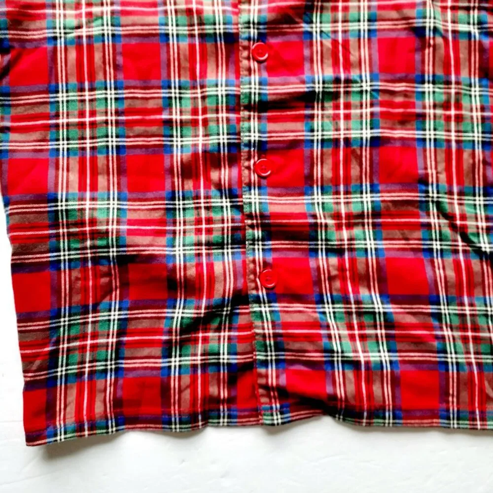 Kids Christmas Pajamas 2 Piece Set Red Plaid Shirt Pants Large 10-12 New
